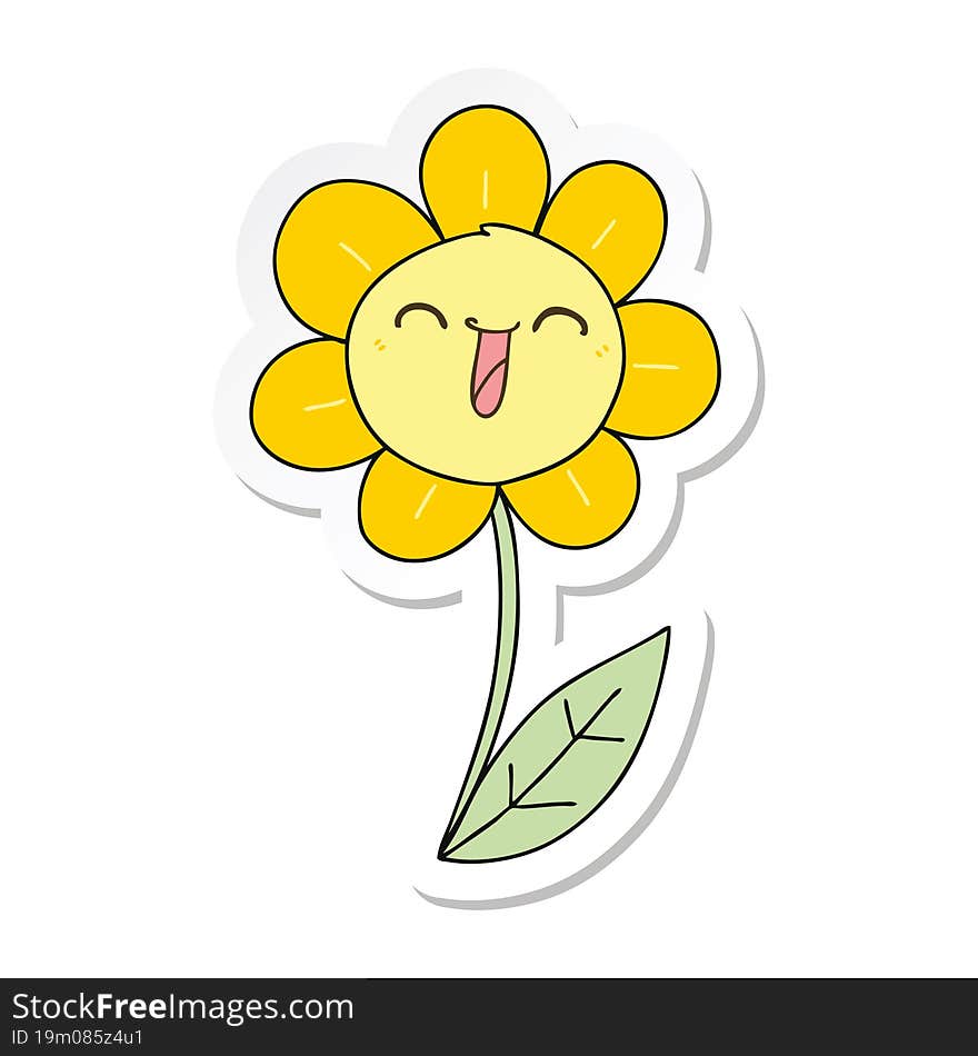 sticker of a quirky hand drawn cartoon happy flower