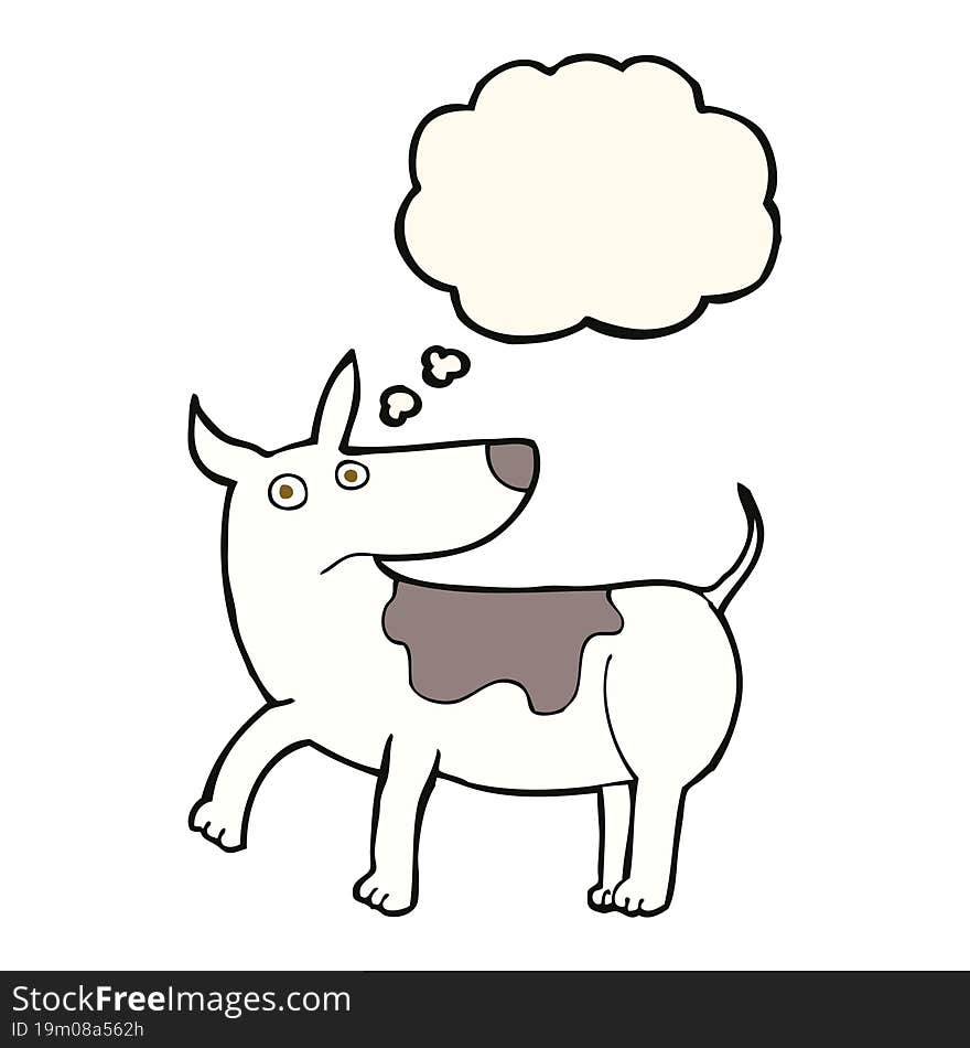 Funny Cartoon Dog With Thought Bubble