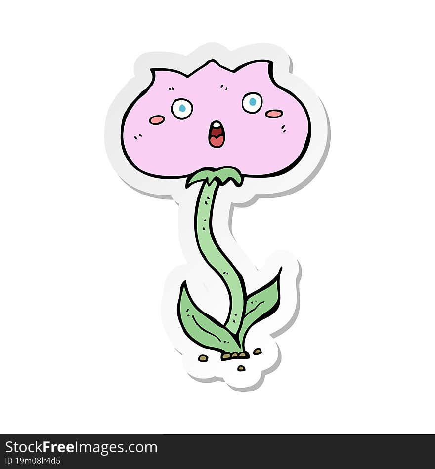 sticker of a cartoon shocked flower