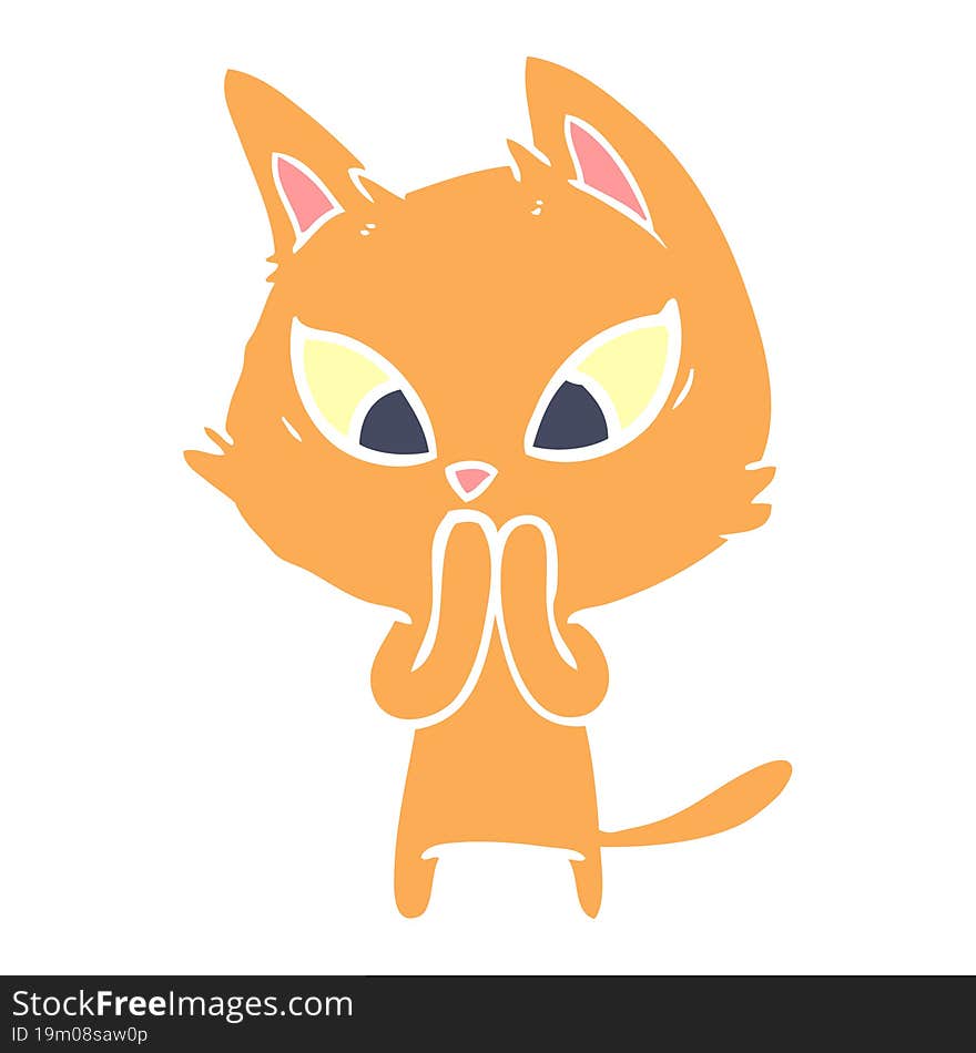 confused flat color style cartoon cat