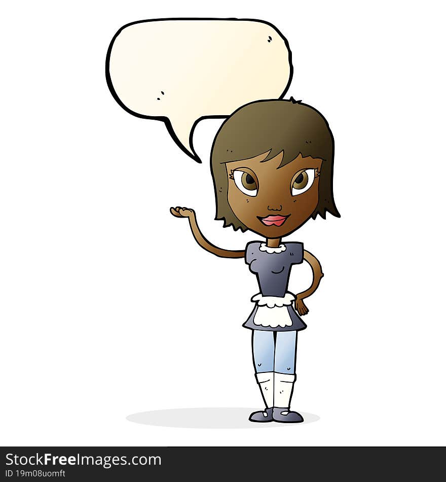 Cartoon Maid With Speech Bubble