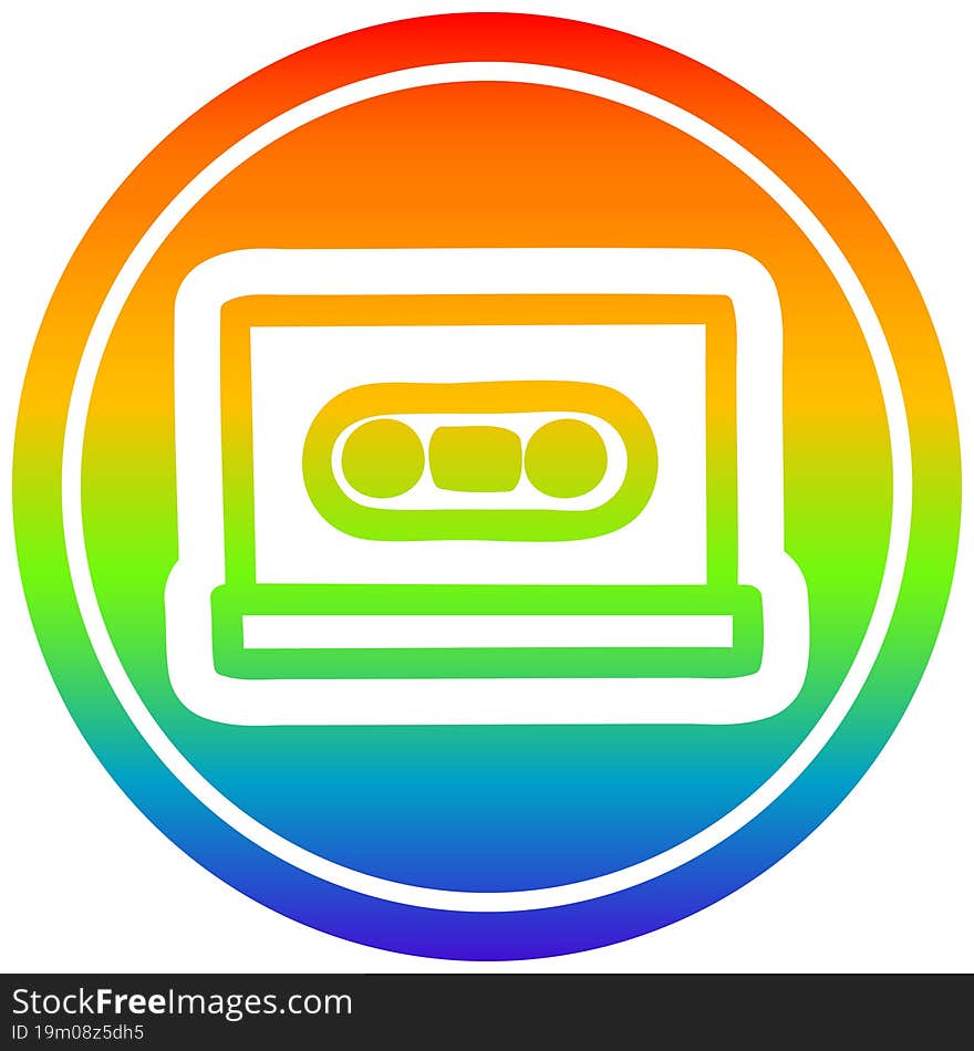 Cassette Tape Circular In Rainbow Spectrum