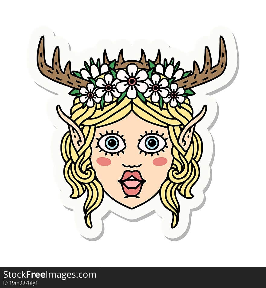 elf druid character face sticker