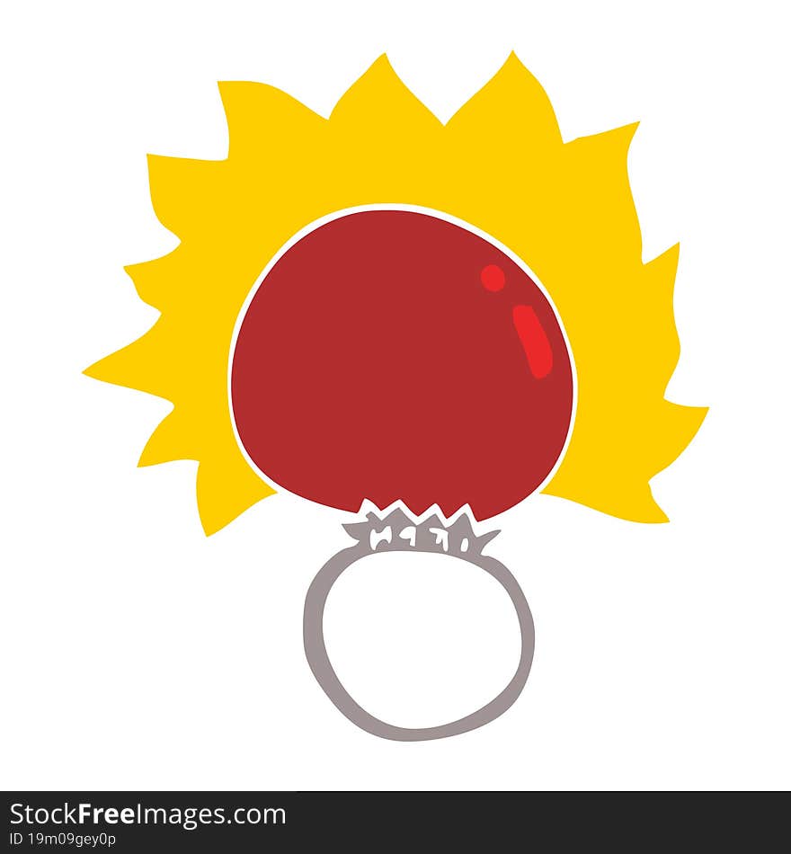 Cartoon Doodle Fire Ball Ring