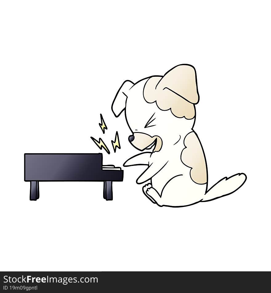 cartoon dog rocking out on piano. cartoon dog rocking out on piano