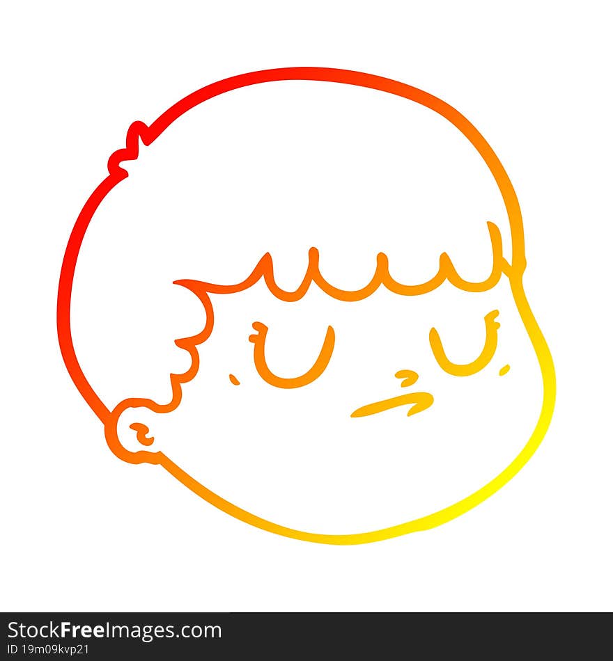 Warm Gradient Line Drawing Cartoon Male Face