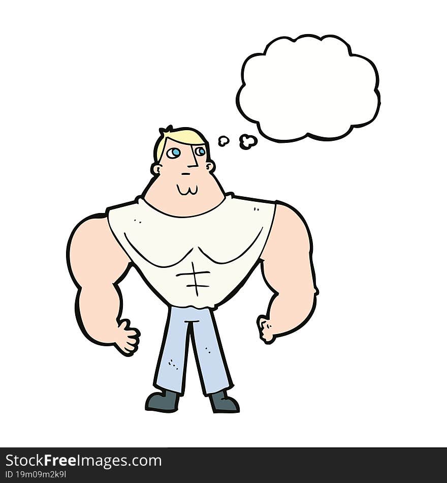 Cartoon Body Builder With Thought Bubble