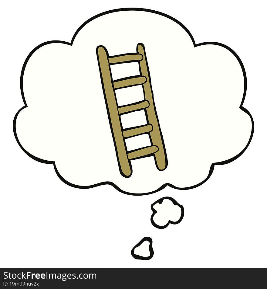 cartoon ladder and thought bubble