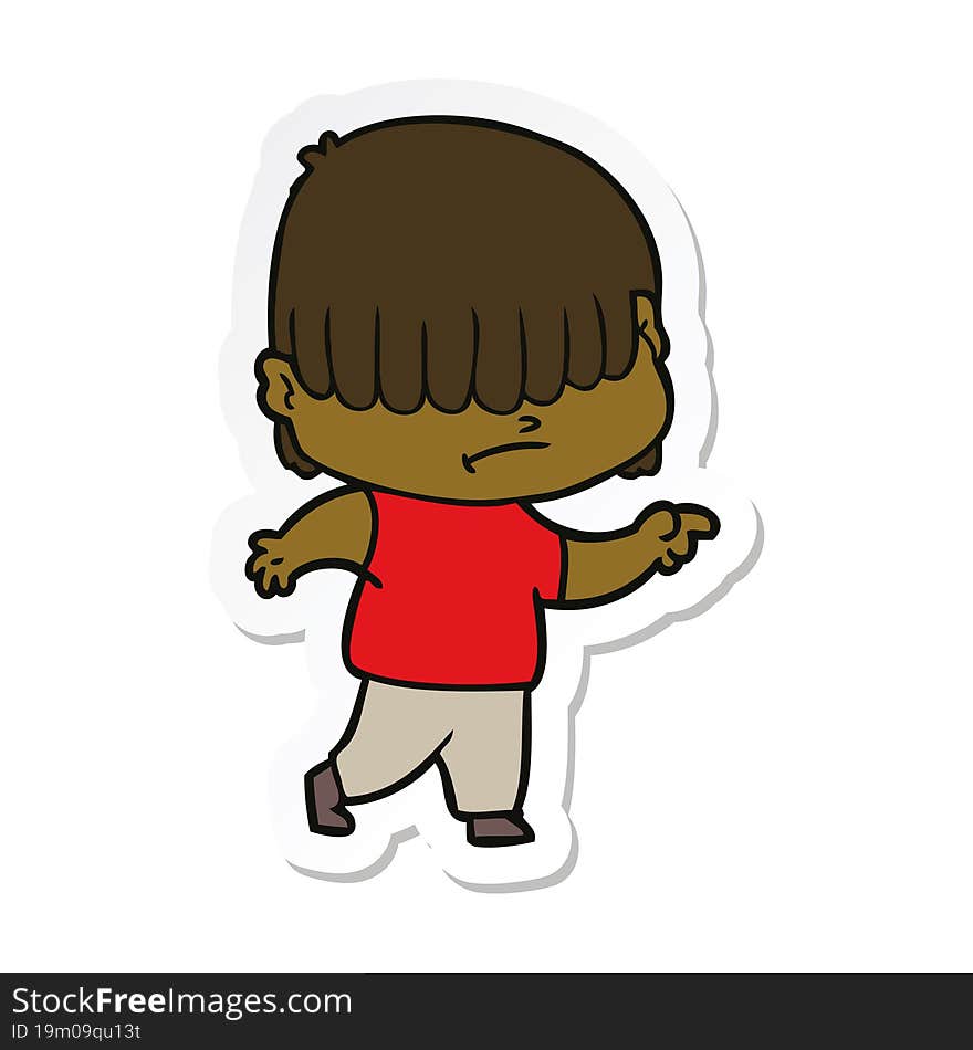 sticker of a cartoon boy with untidy hair