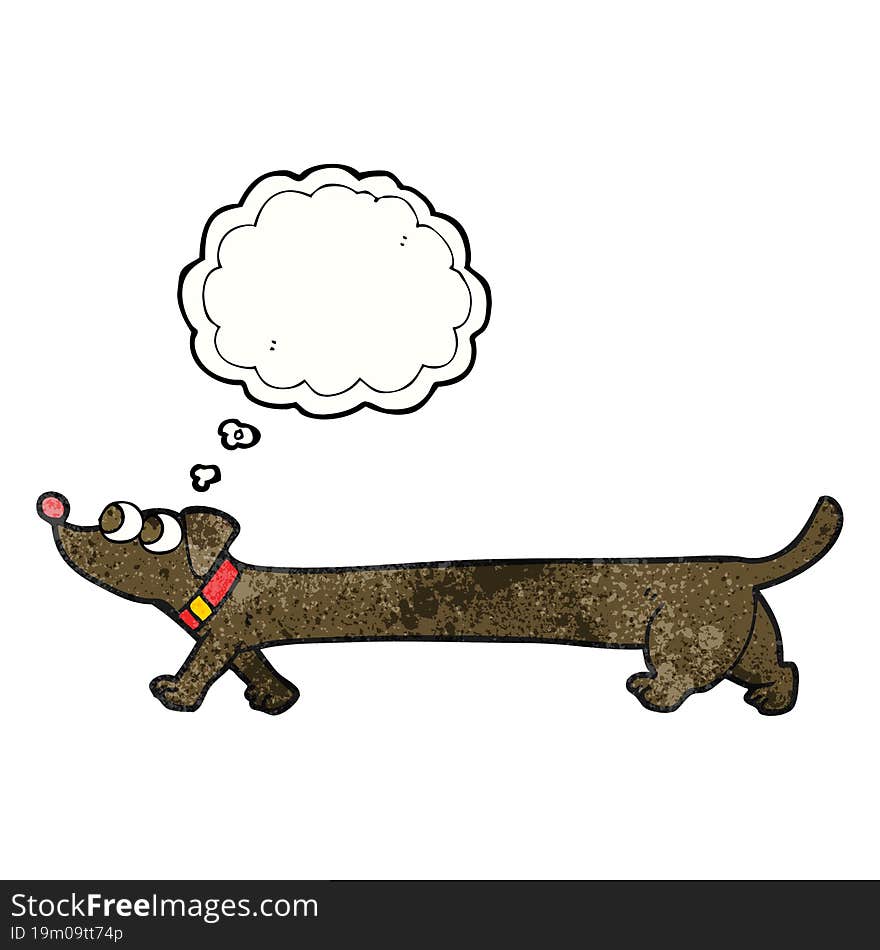 thought bubble textured cartoon dachshund