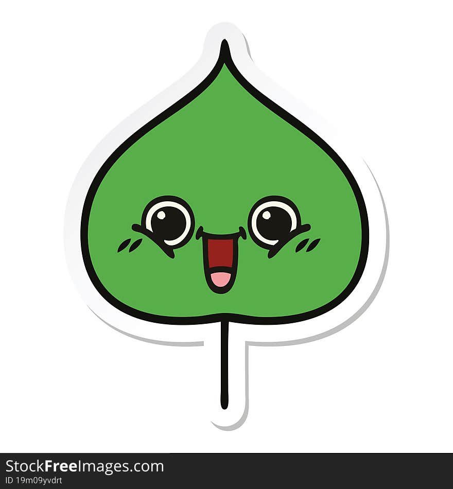 sticker of a cute cartoon expressional leaf