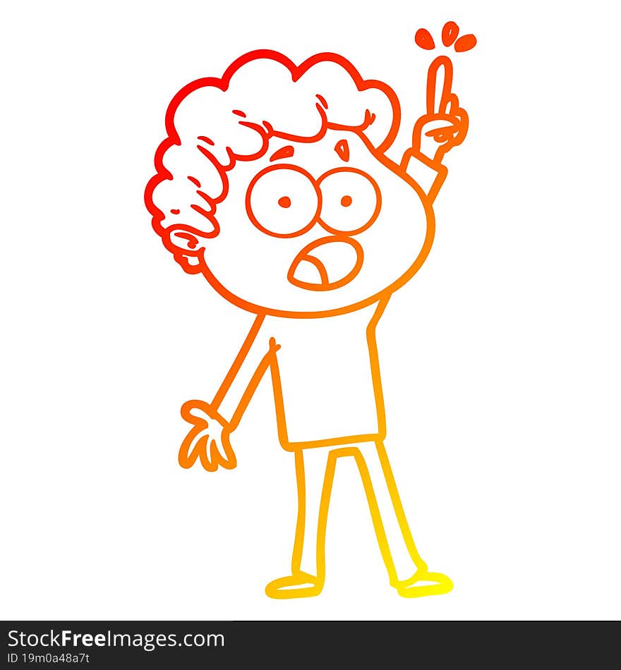 warm gradient line drawing cartoon man gasping in surprise