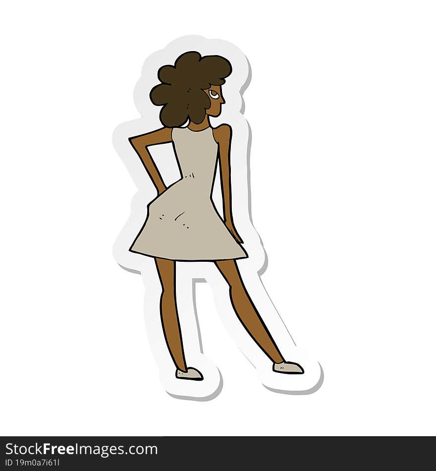 sticker of a cartoon woman posing in dress