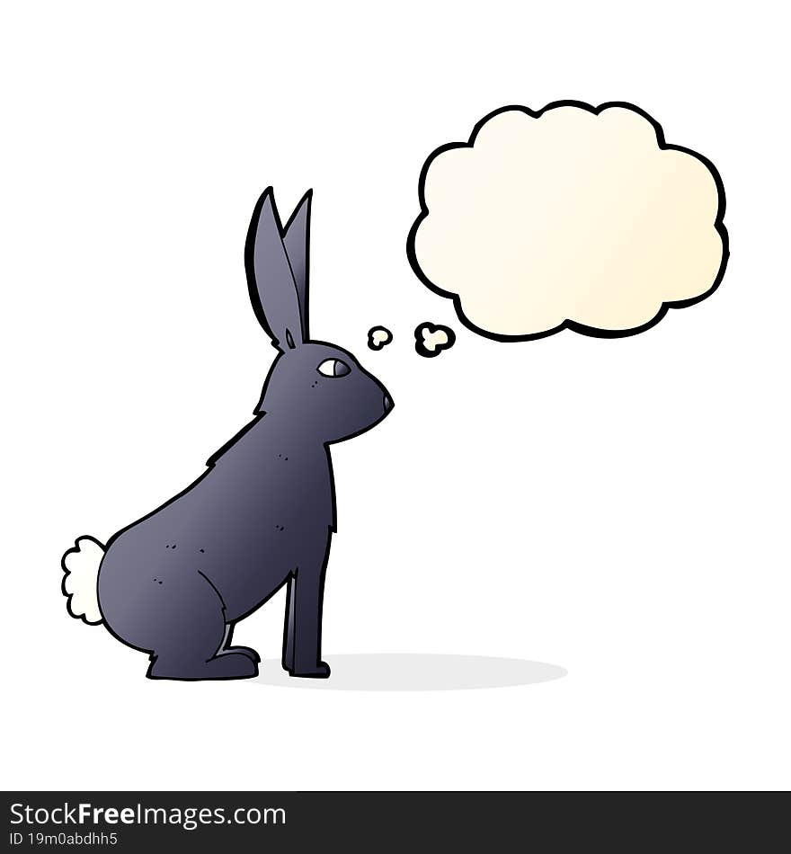 cartoon rabbit with thought bubble