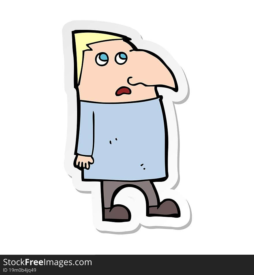 sticker of a cartoon worried man