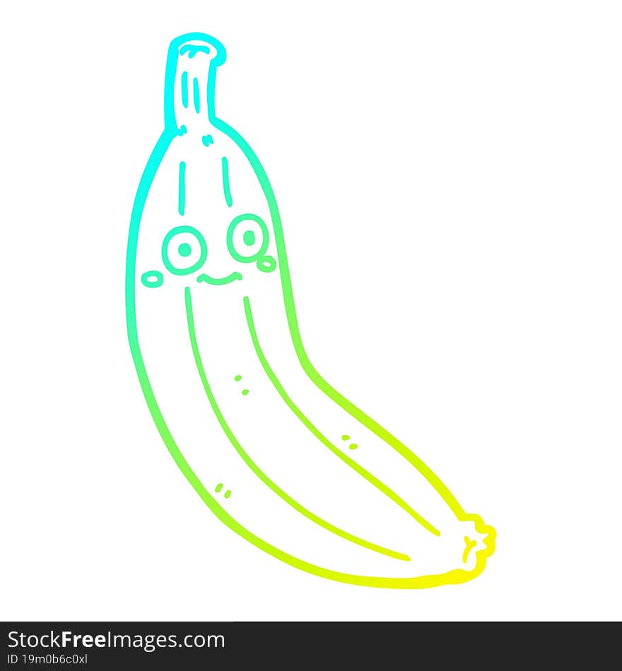 cold gradient line drawing cartoon banana