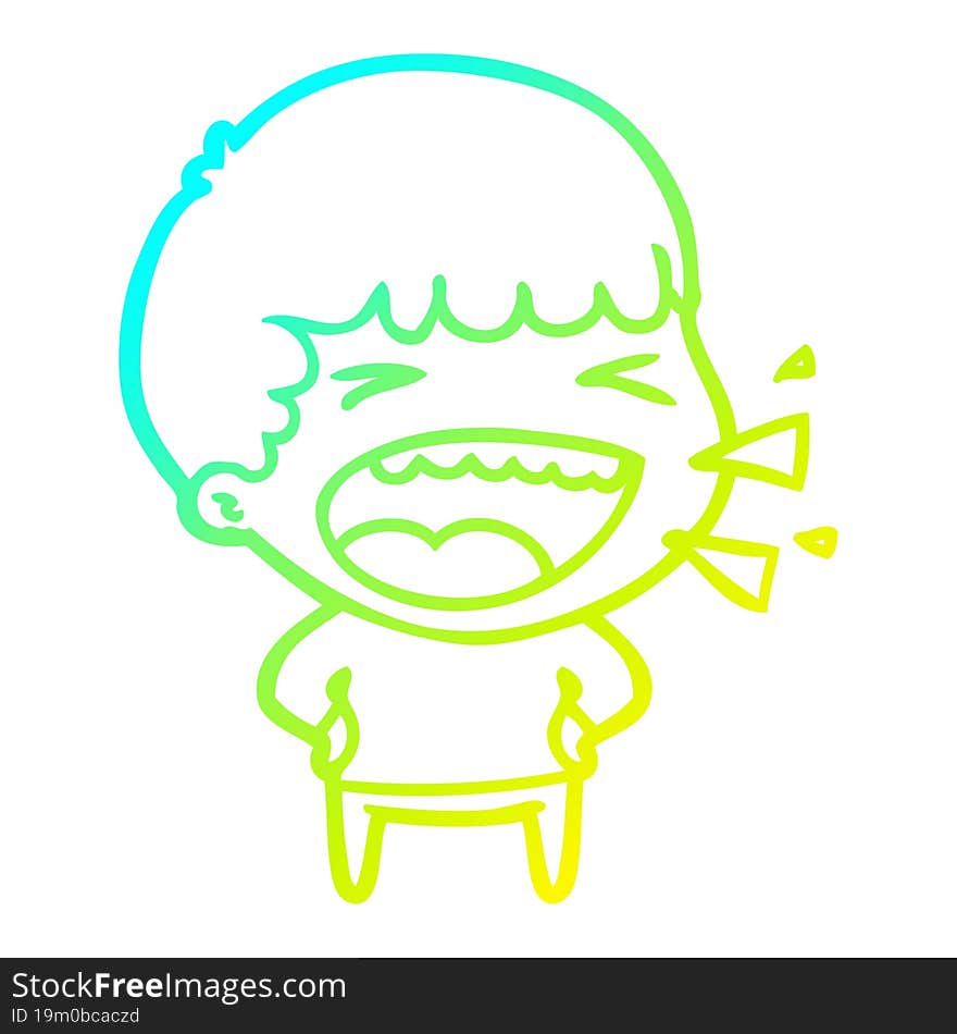 Cold Gradient Line Drawing Cartoon Laughing Man