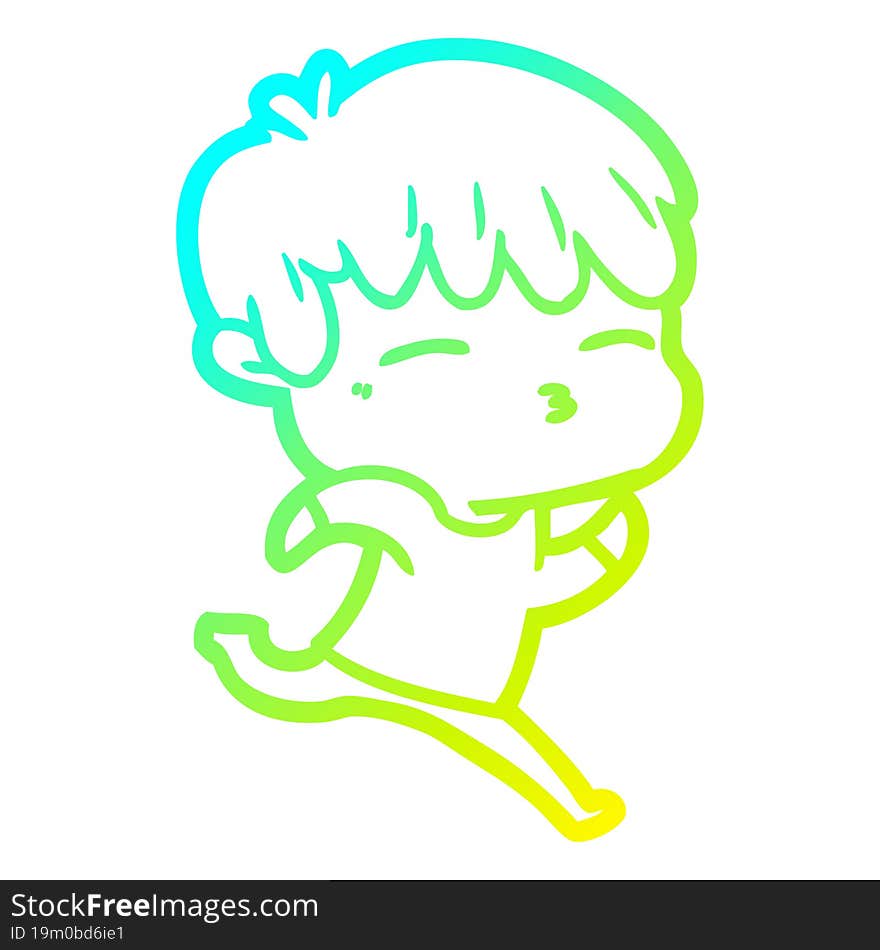 cold gradient line drawing cartoon curious boy