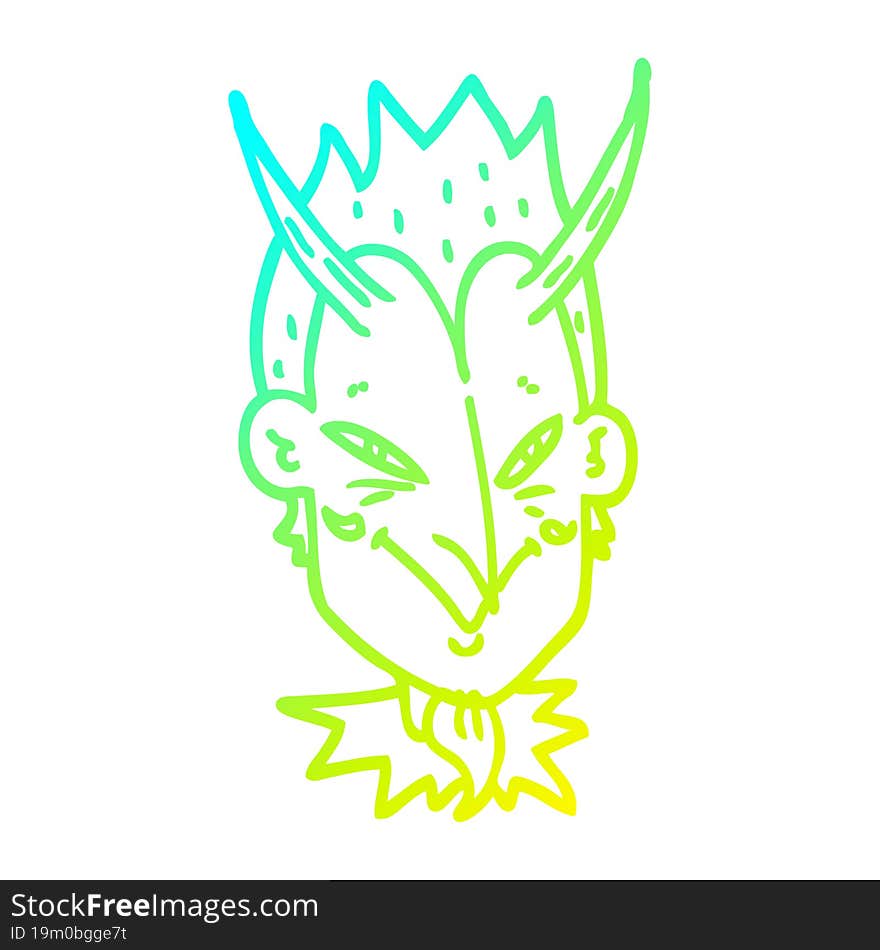 cold gradient line drawing of a cartoon devil face