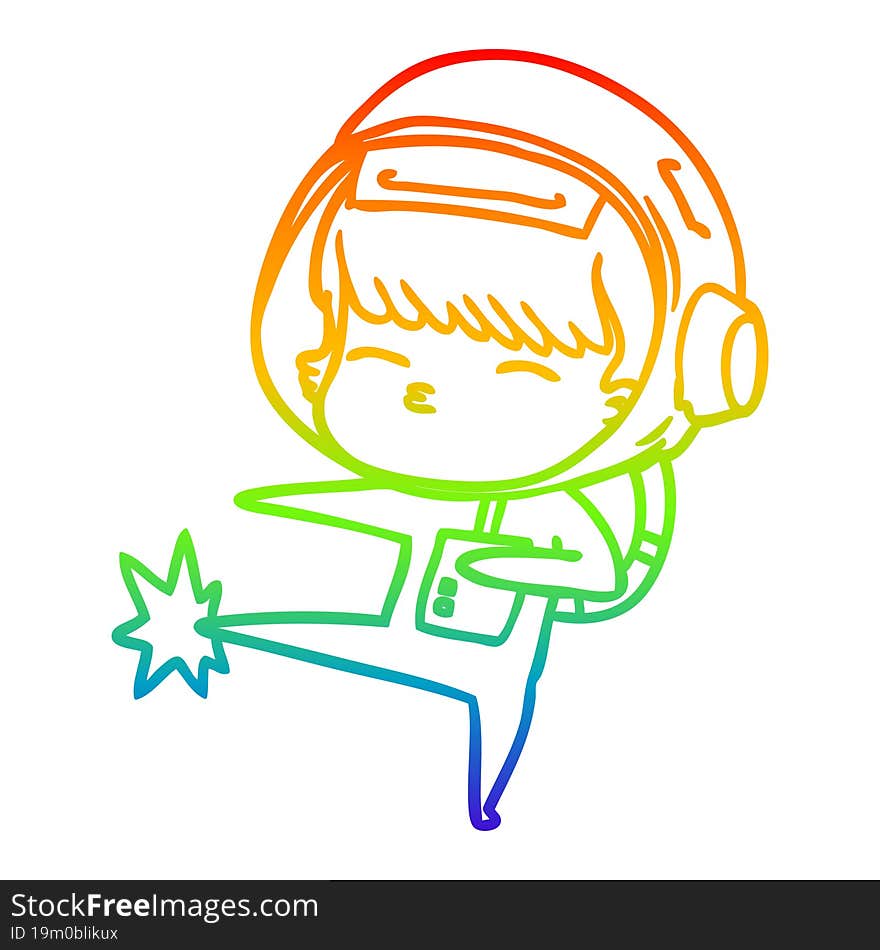 rainbow gradient line drawing cartoon curious astronaut