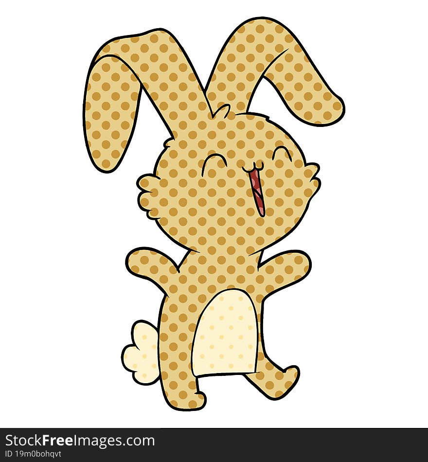 happy cartoon rabbit. happy cartoon rabbit