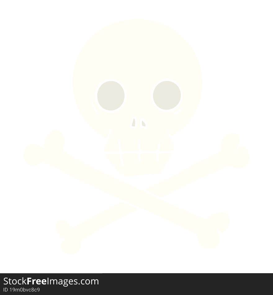 flat color style cartoon skull and crossbones