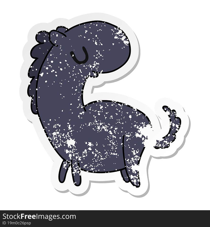 distressed sticker cartoon kawaii of a cute horse