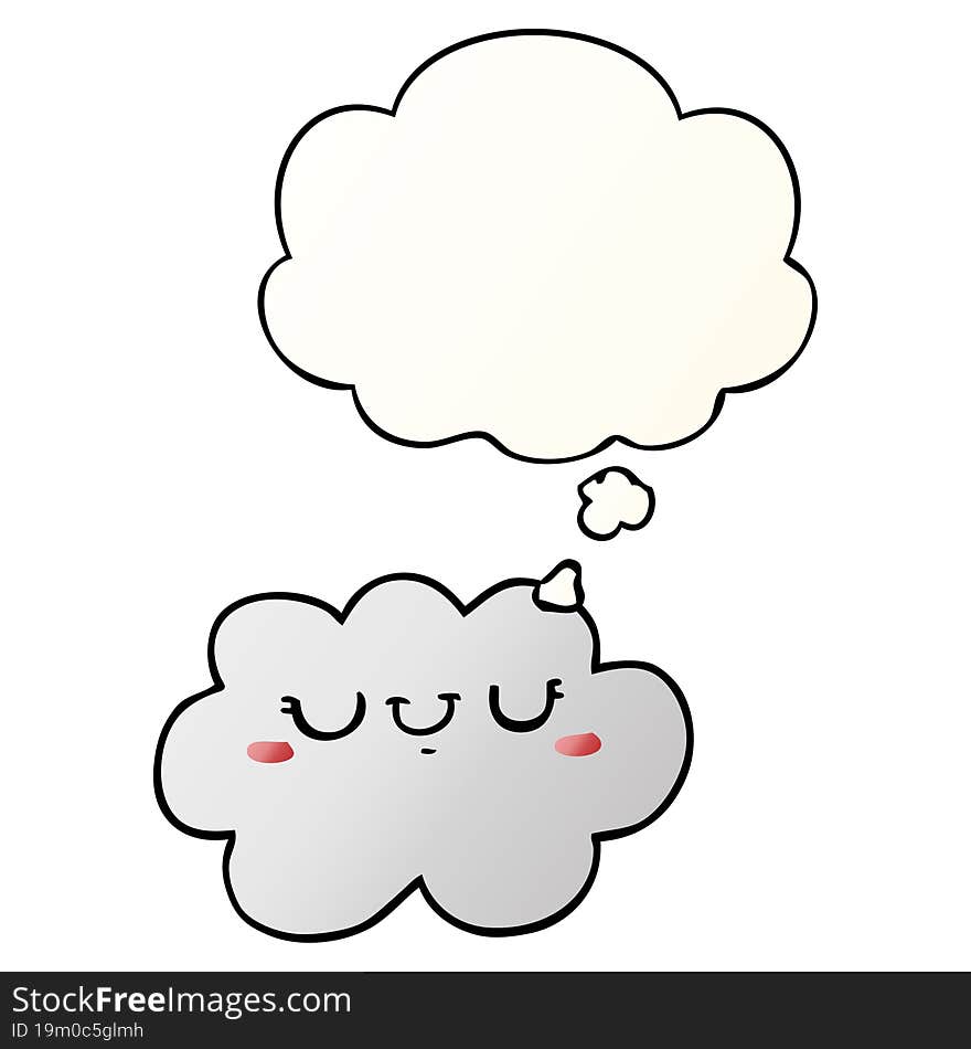 cute cartoon cloud and thought bubble in smooth gradient style