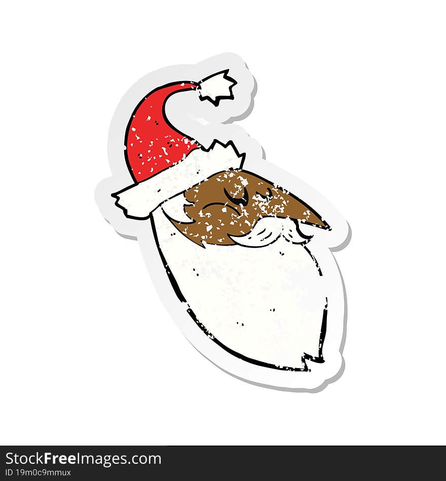 Retro Distressed Sticker Of A Cartoon Santa Face