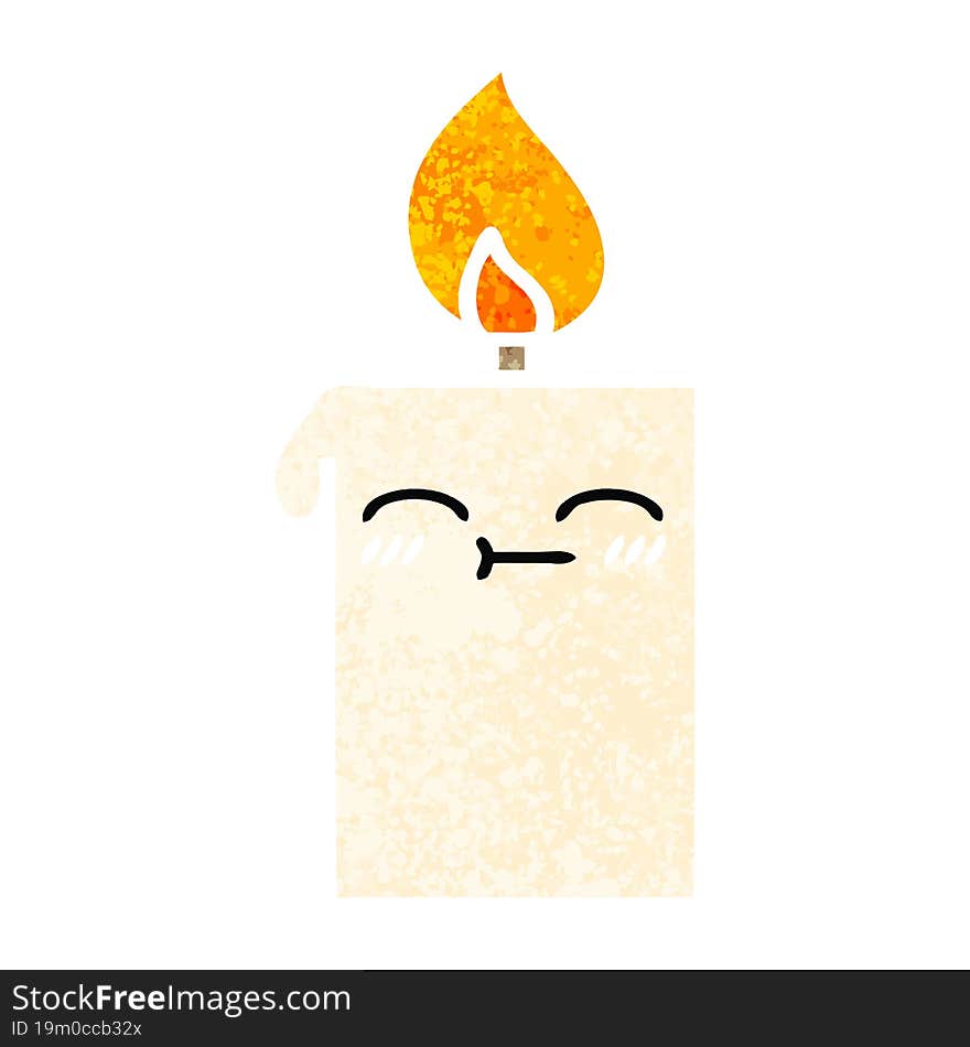 retro illustration style cartoon of a lit candle