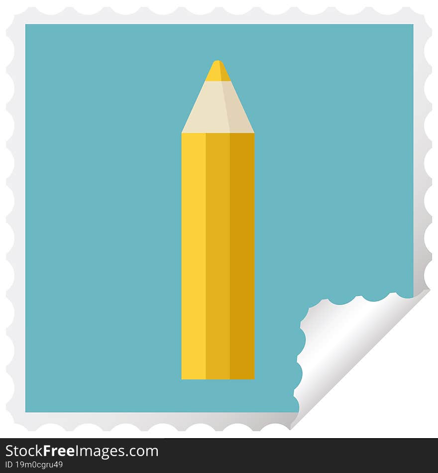 orange coloring pencil graphic square sticker stamp. orange coloring pencil graphic square sticker stamp