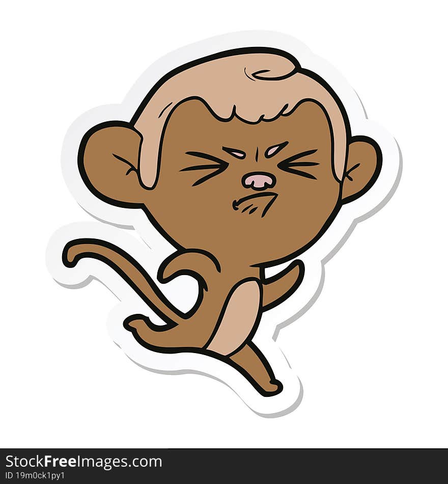 sticker of a cartoon annoyed monkey