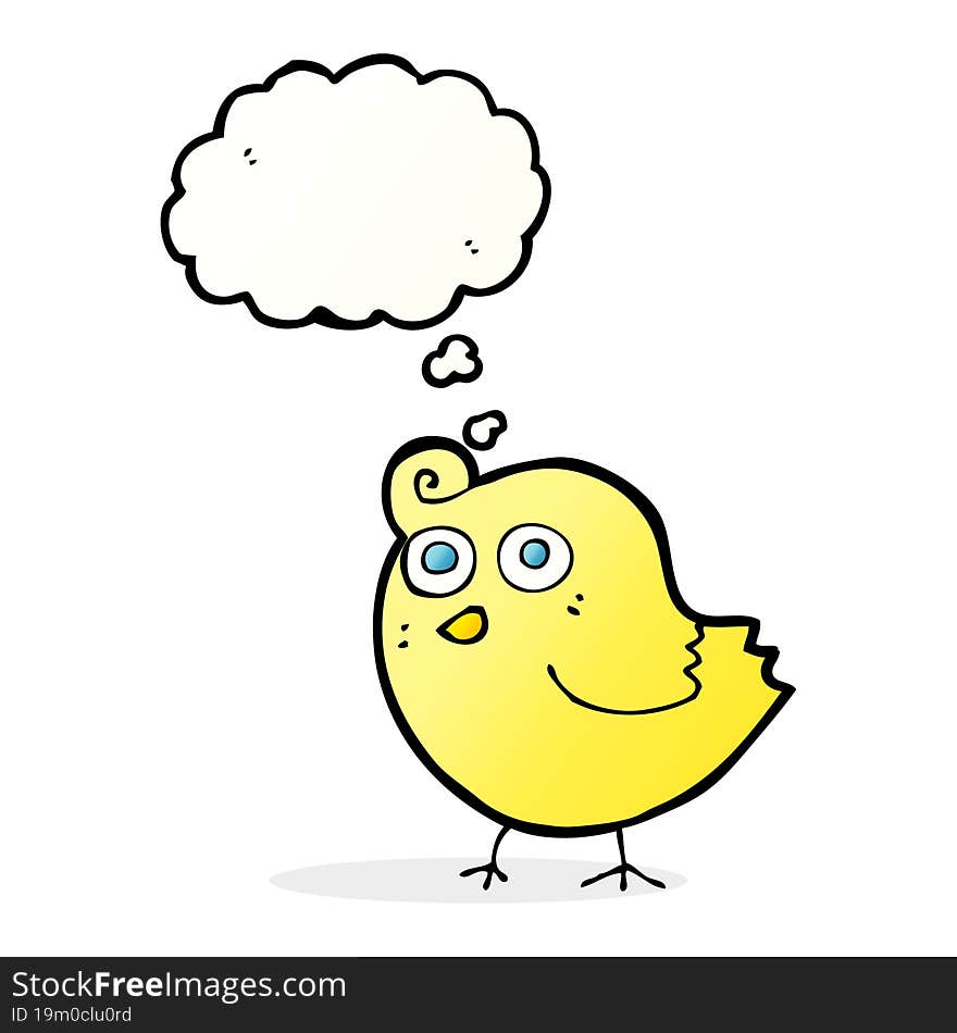 funny cartoon bird with thought bubble