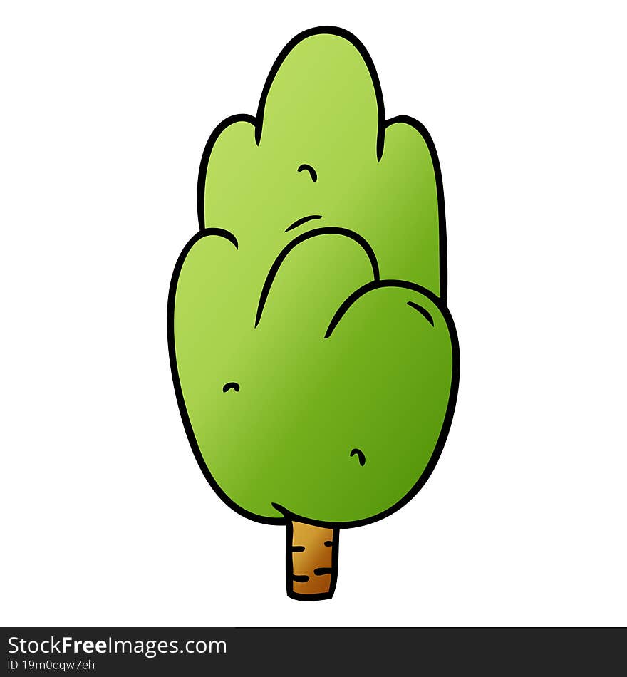 hand drawn gradient cartoon doodle single green tree