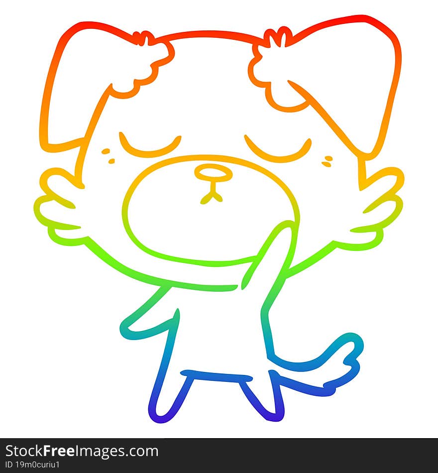 rainbow gradient line drawing of a cute cartoon dog