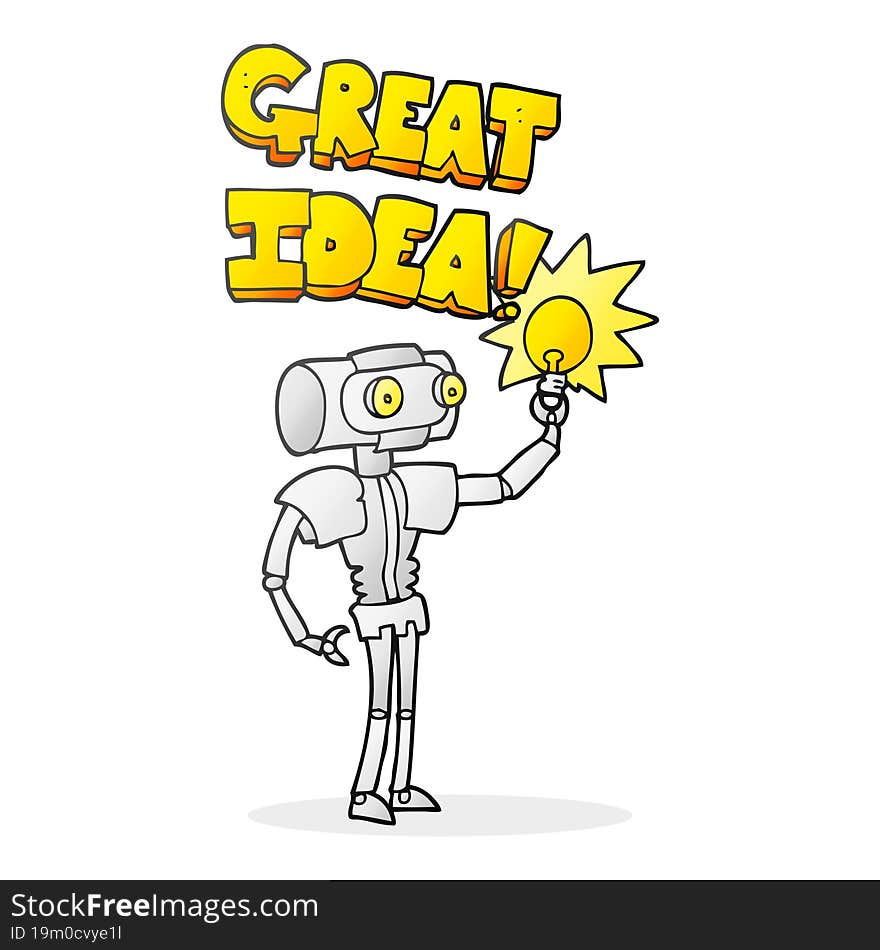 cartoon robot with great idea