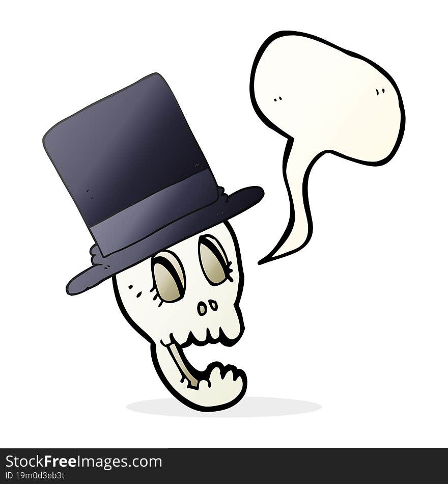 speech bubble cartoon skull wearing top hat