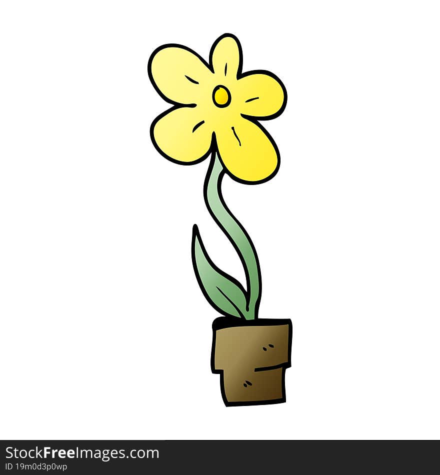 cartoon doodle flower pot