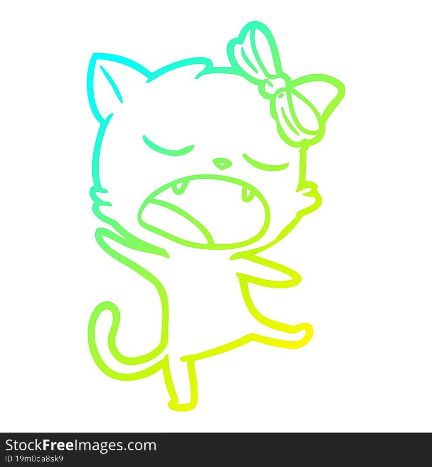 cold gradient line drawing cartoon singing cat