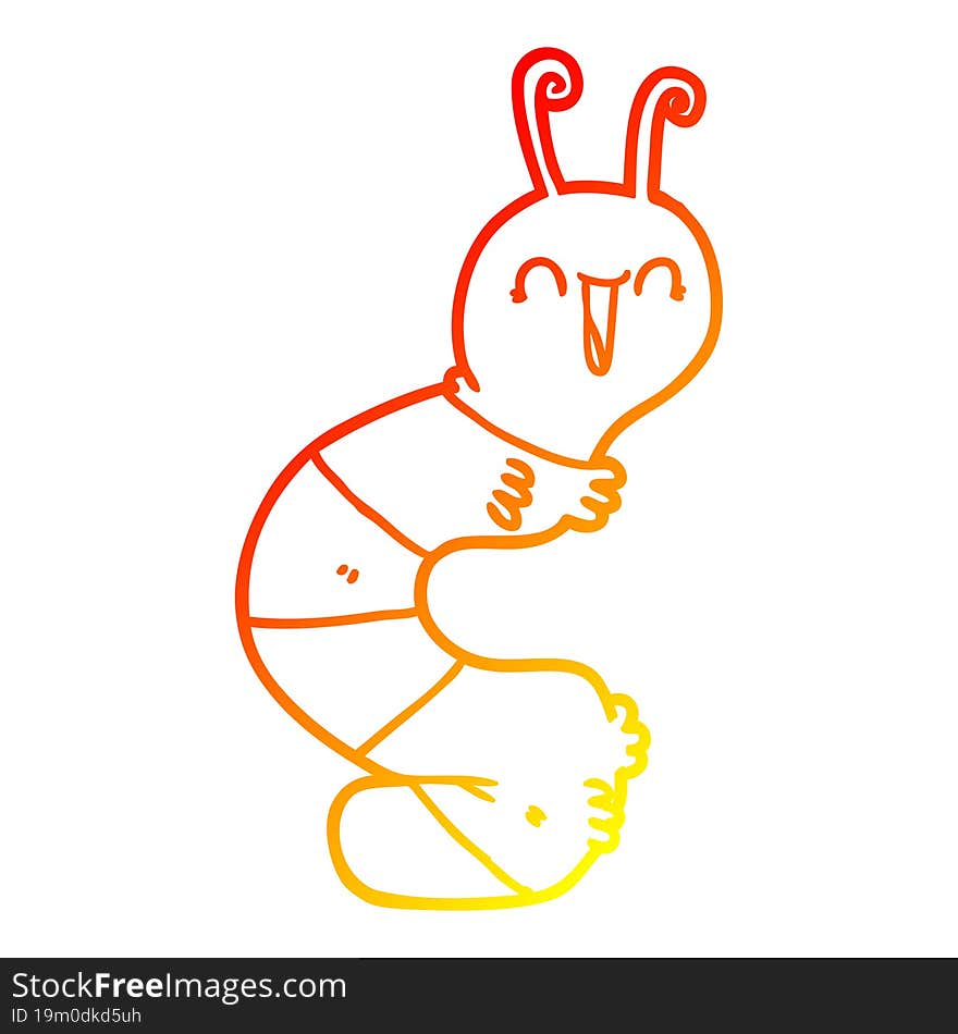 warm gradient line drawing cartoon happy caterpillar