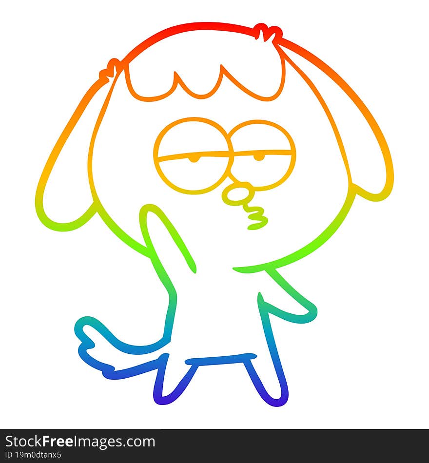 rainbow gradient line drawing cartoon bored dog