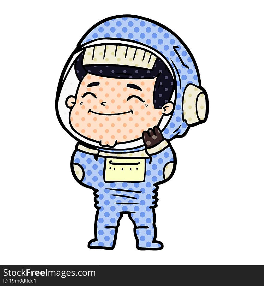 happy cartoon astronaut. happy cartoon astronaut