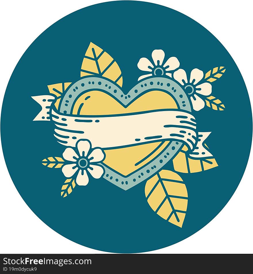 Tattoo Style Icon Of A Heart And Banner