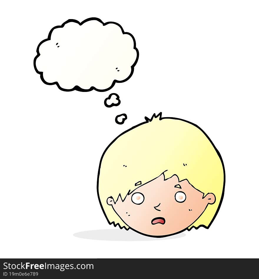 cartoon unhappy boy with thought bubble