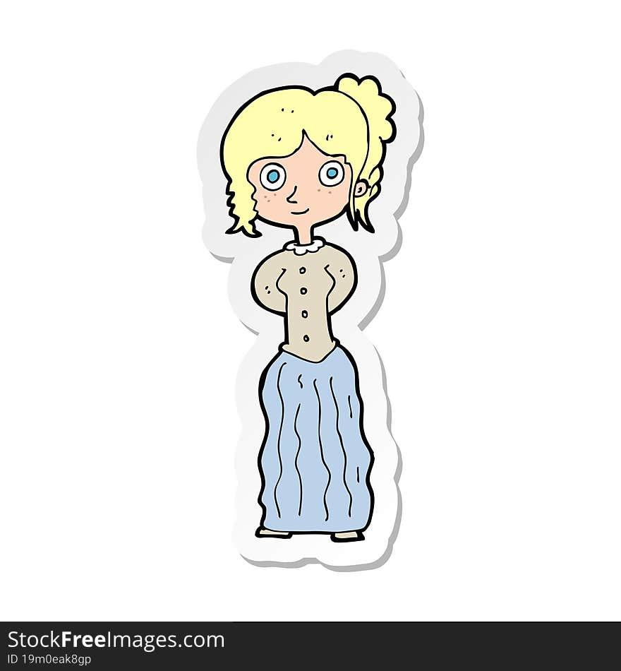 sticker of a cartoon happy woman