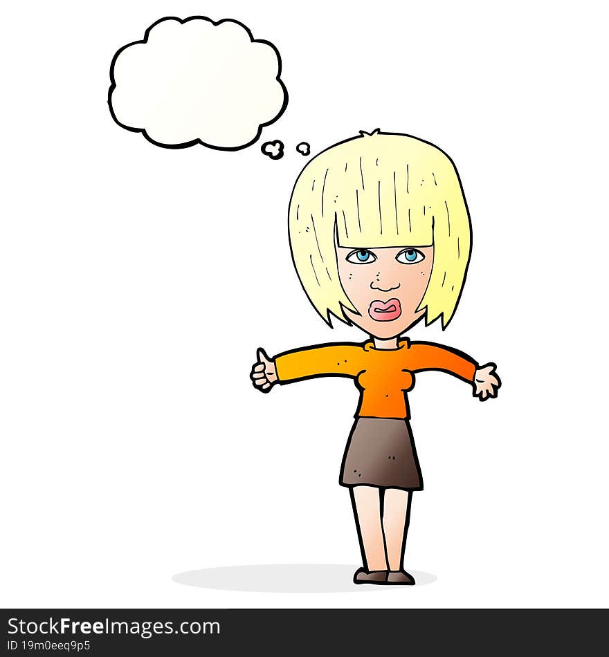 Cartoon Annoyed Woman  With Thought Bubble