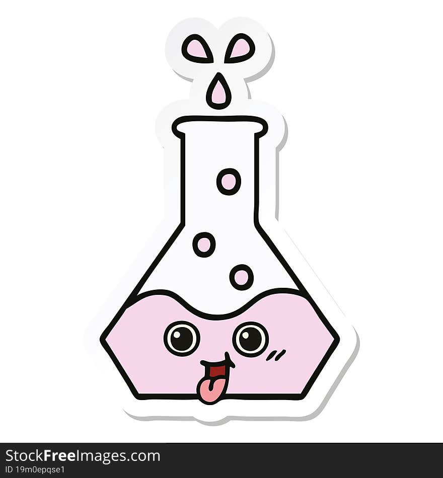 sticker of a cute cartoon science beaker