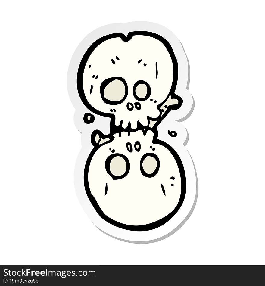 sticker of a cartoon halloween bone number