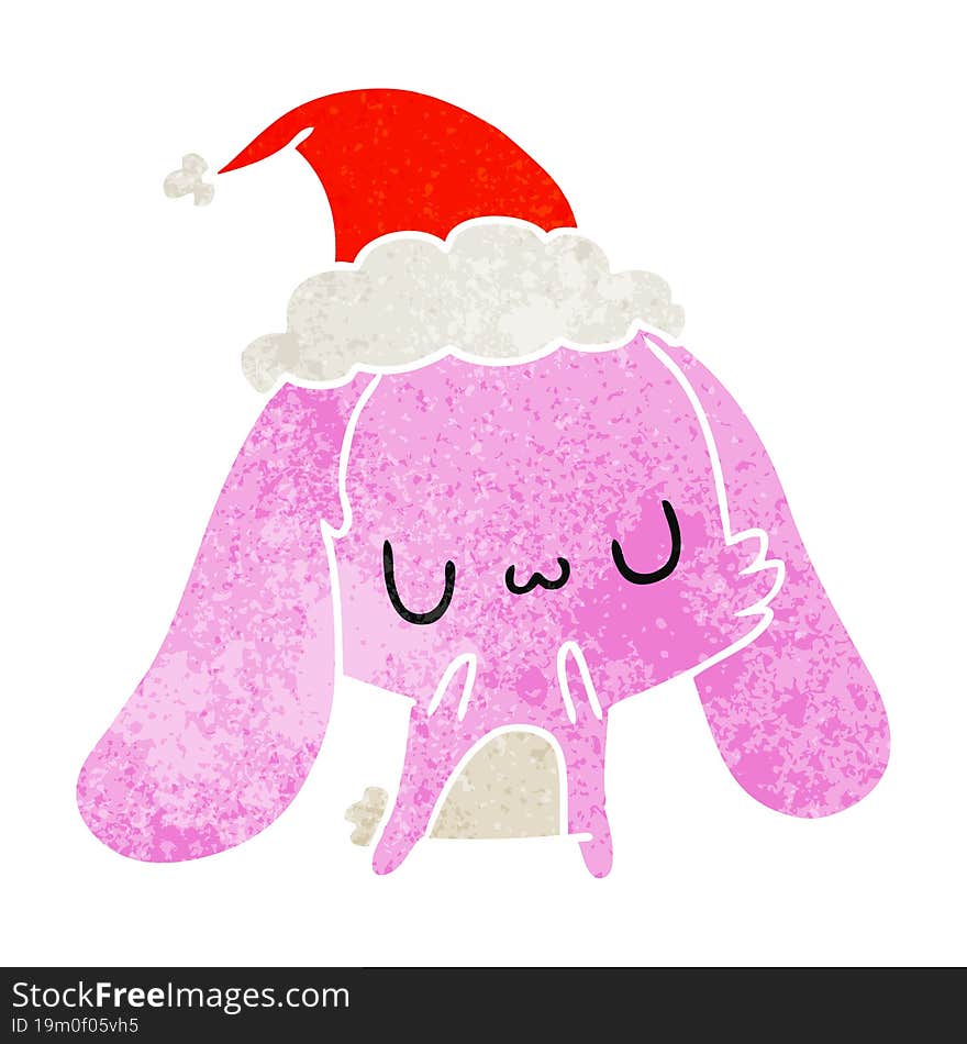 Christmas Retro Cartoon Of Kawaii Rabbit