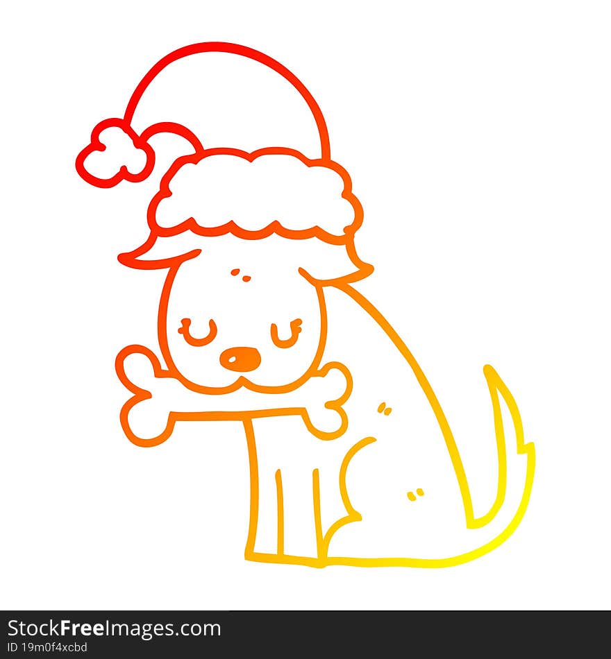 warm gradient line drawing cute christmas dog